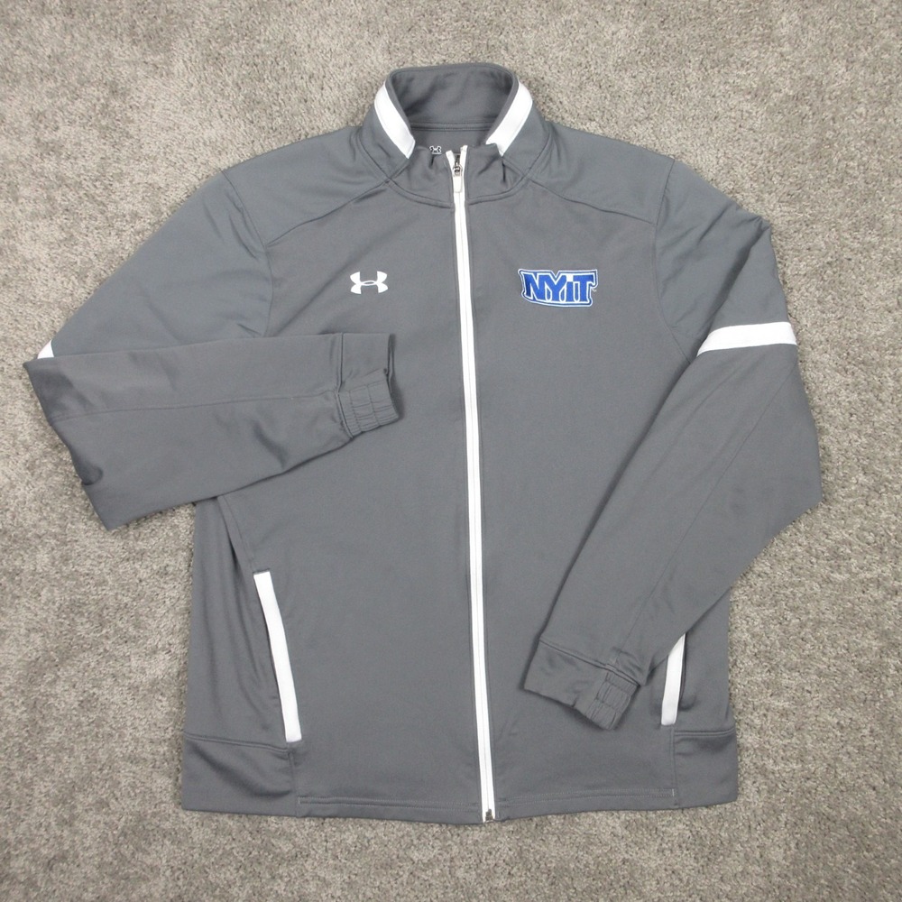 NYIT Bears Track Jacket Mens Large Gray Under Armour Allseason Gear Logo Sport